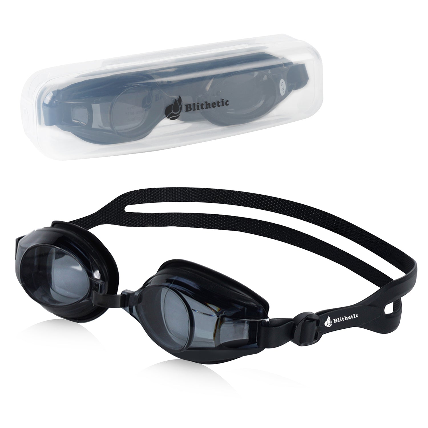 Blithetic Adult Myopia Swimming Goggles, Anti-Fog Waterproof Nearsighted Swim Goggles MS 1000P Series Black