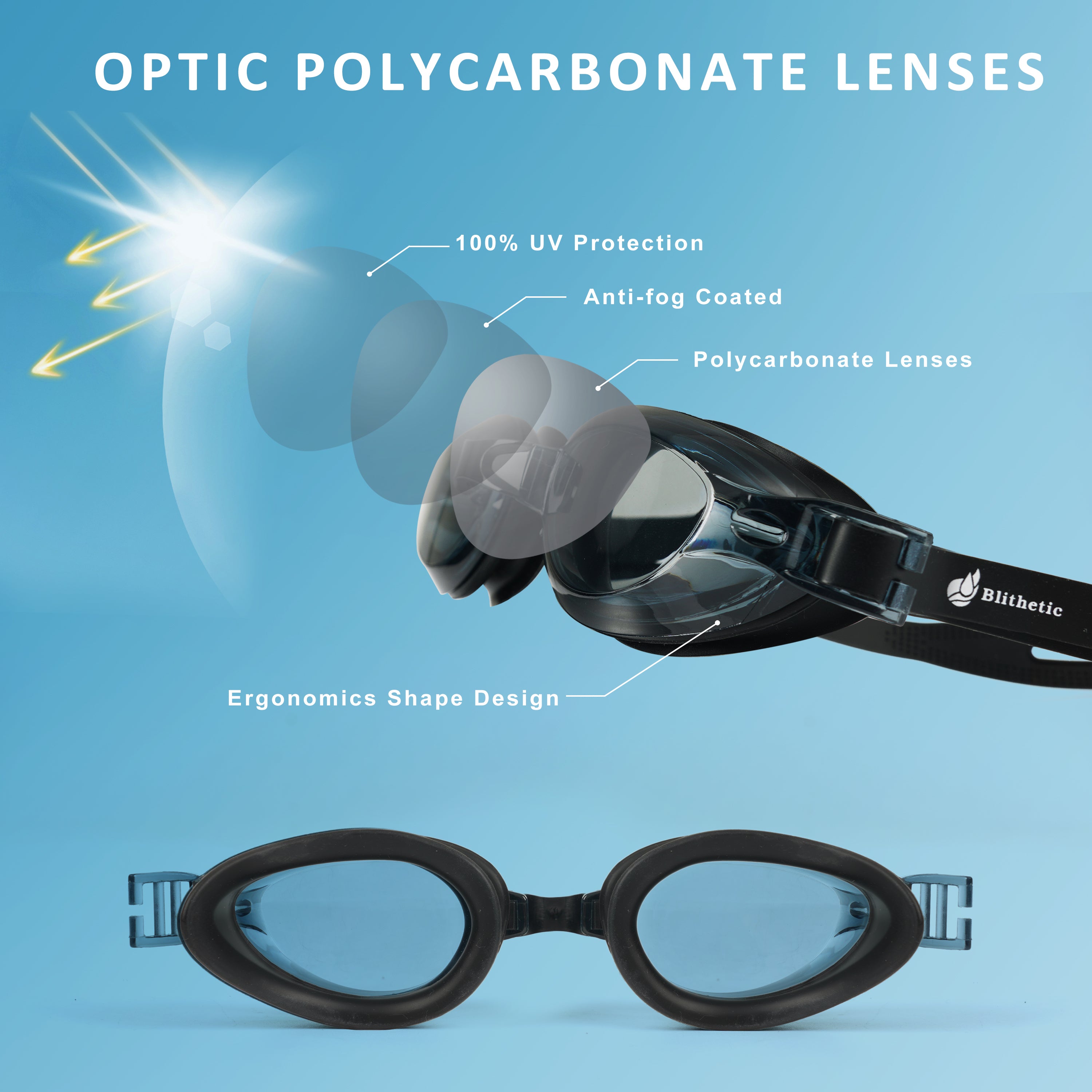 Óculos de natação Blithetic Myopia Preto