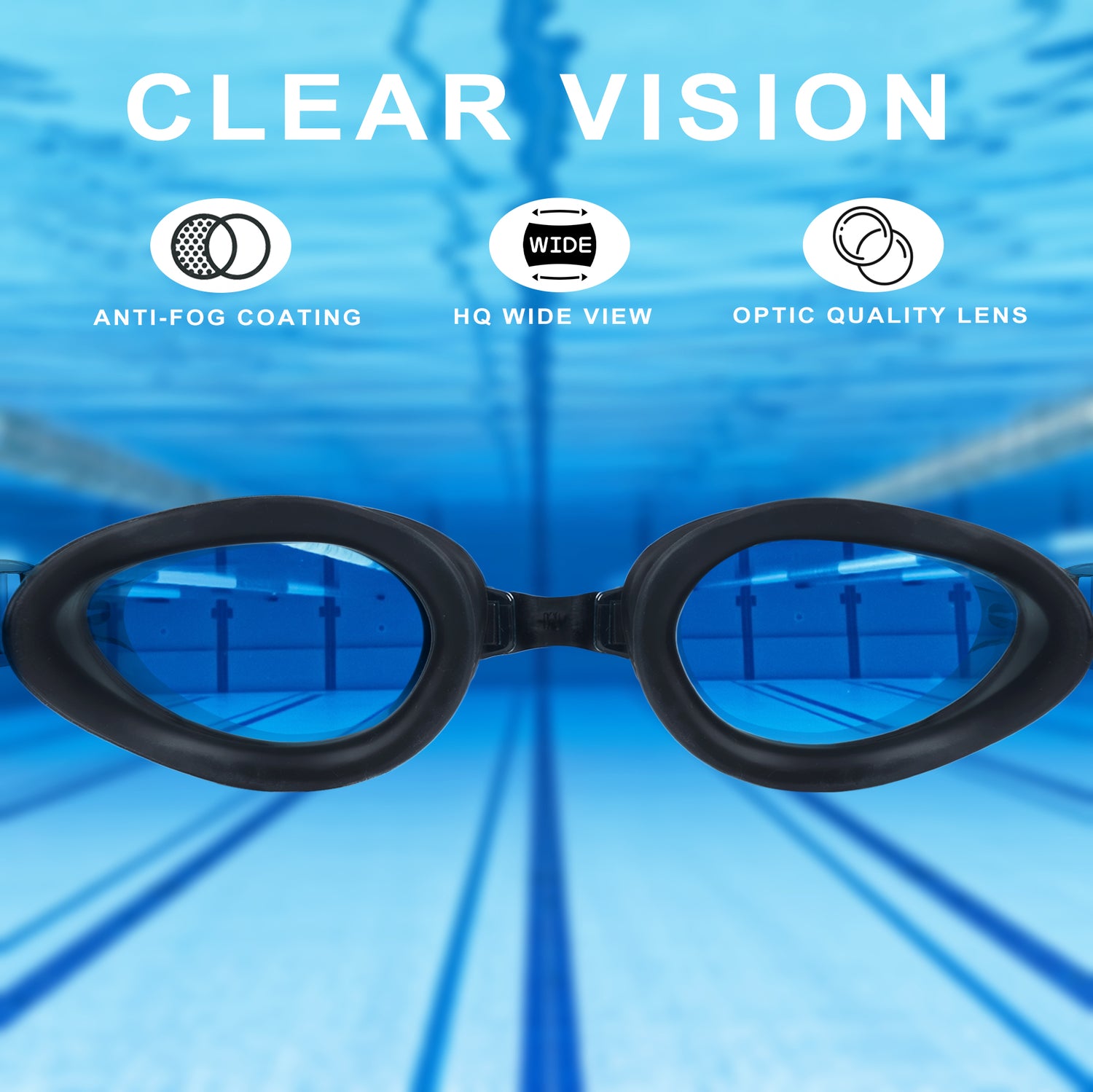 Blithetic Junior Myopia Swimming Goggles, Waterproof Anti-Fog Nearsighted Swim Goggles Multi Colors
