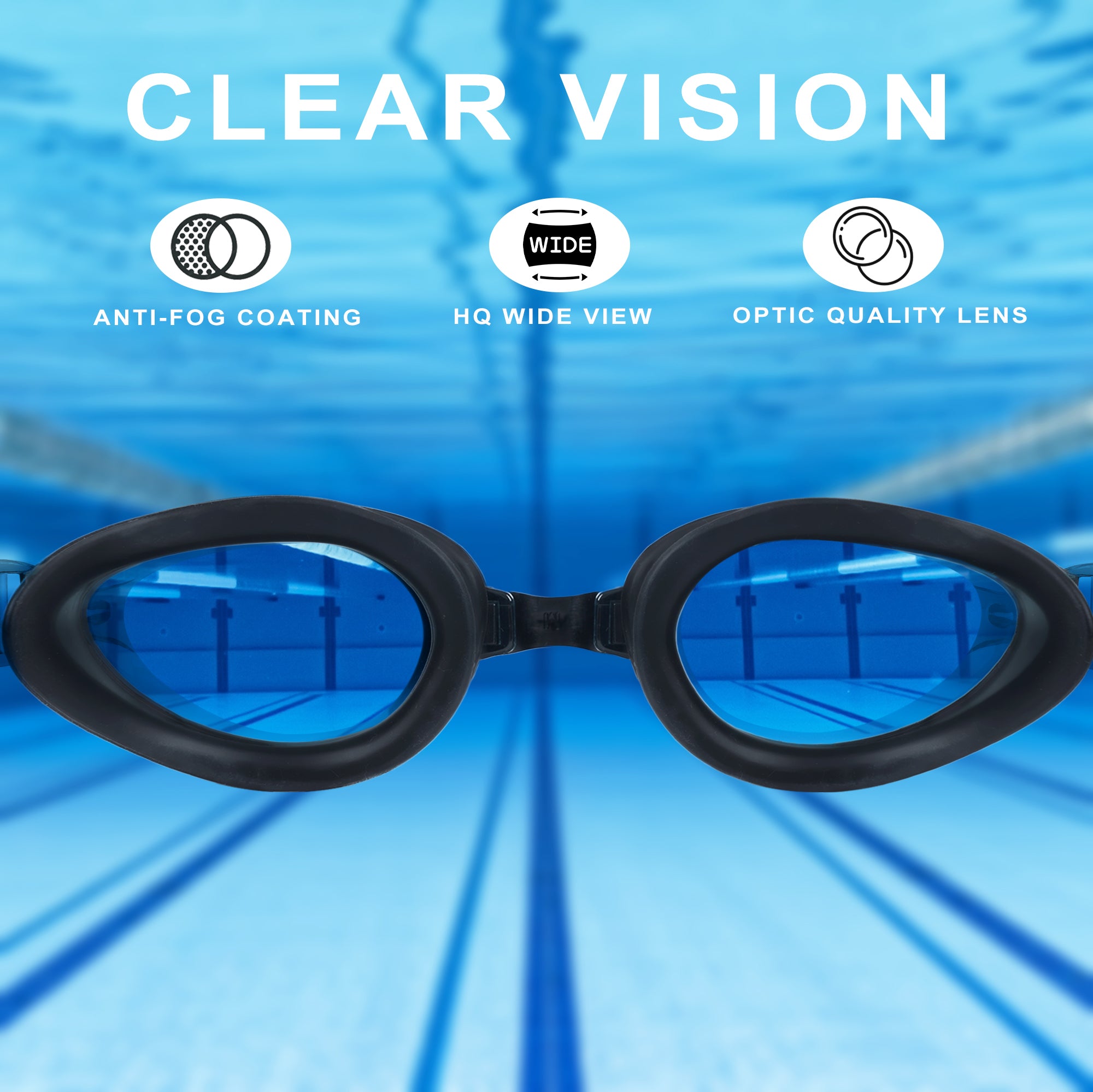 Blithetic Junior Myopia Swimming Goggles, Waterproof Anti-Fog Nearsighted Swim Goggles Multi Colors