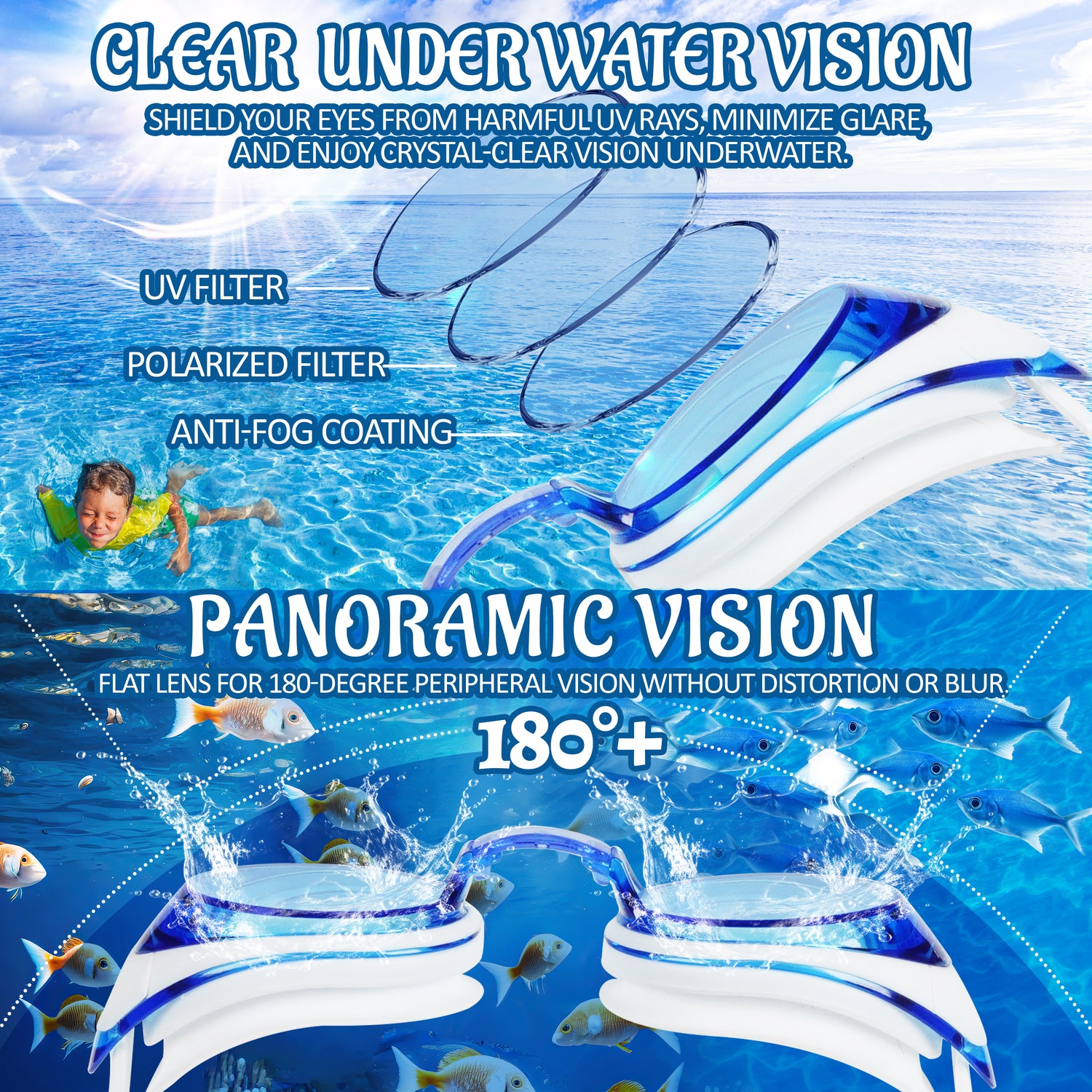 Blithetic Junior Myopia Swimming Goggles, Waterproof Anti-Fog Nearsighted Swim Goggles Multi Colors
