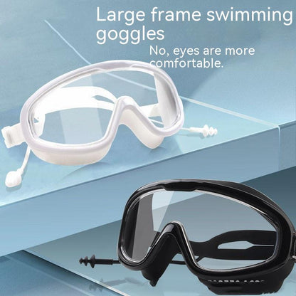 Gafas de natación de gran tamaño, impermeables, antivaho, HD, equipo para hombres y mujeres