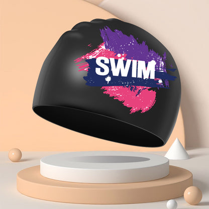 Printed Swimming Cap Waterproof Ear Protection Comfortable Long Hair Plus Size Not-too-tight