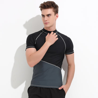 Slim Men Quick-drying Short Sleeve Surfing and Swimsuit