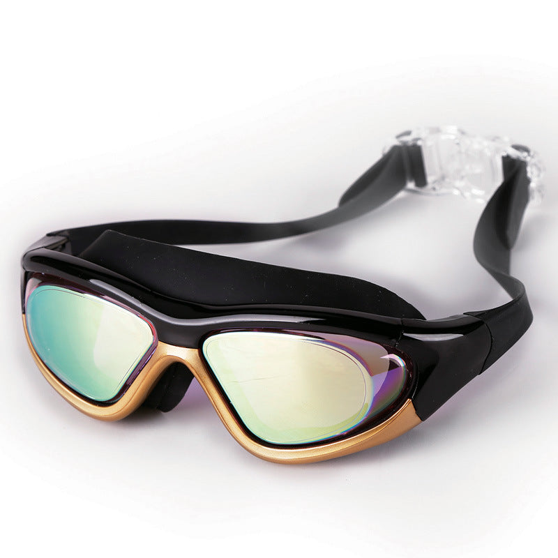 Large-Frame Swimming Goggles Flat Swimming Goggles Waterproof And Anti-Fog Diving Racing Swimming Goggles Unisex Glasses