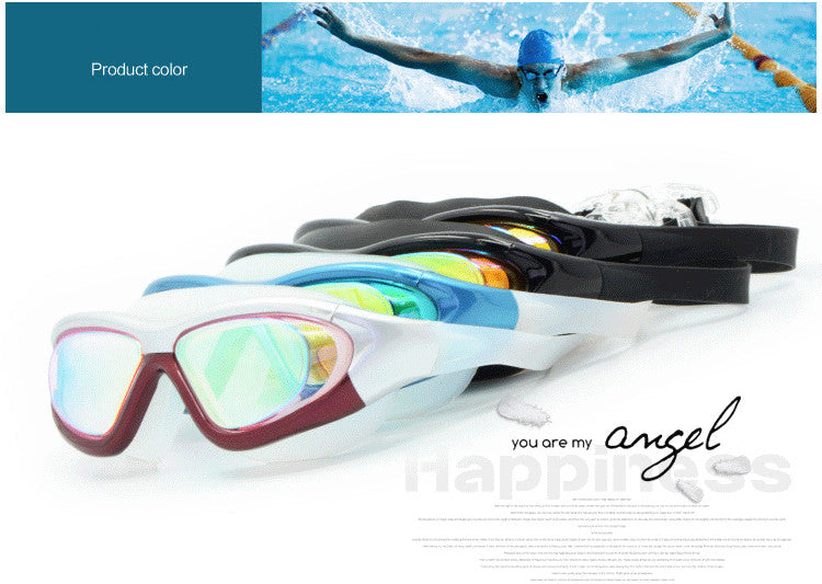 Large-Frame Swimming Goggles Flat Swimming Goggles Waterproof And Anti-Fog Diving Racing Swimming Goggles Unisex Glasses