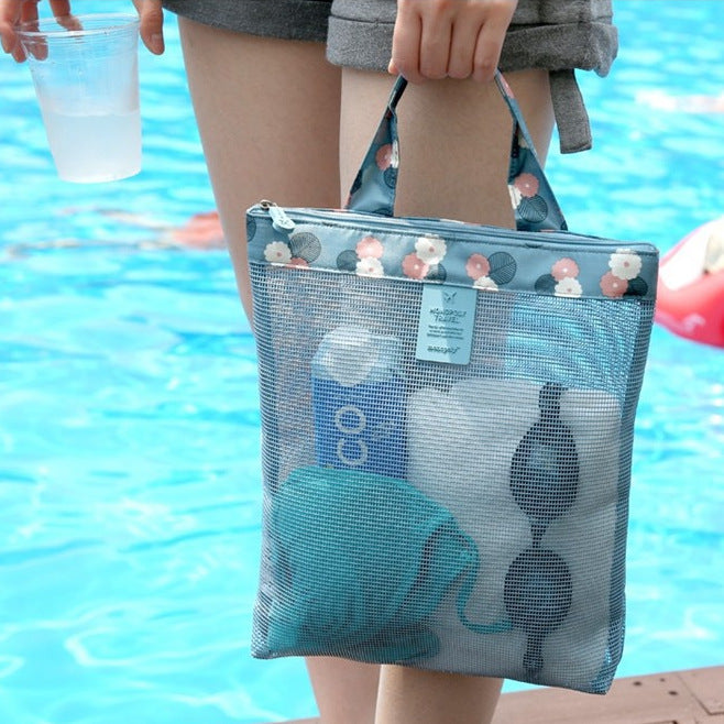 Bolsa de playa para natación de verano, bolsa de malla para guardar trajes de baño