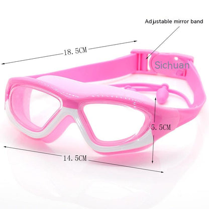 Gafas de natación antivaho para niños de alta definición, cómodas gafas de natación con tapones para los oídos de una sola pieza de silicona