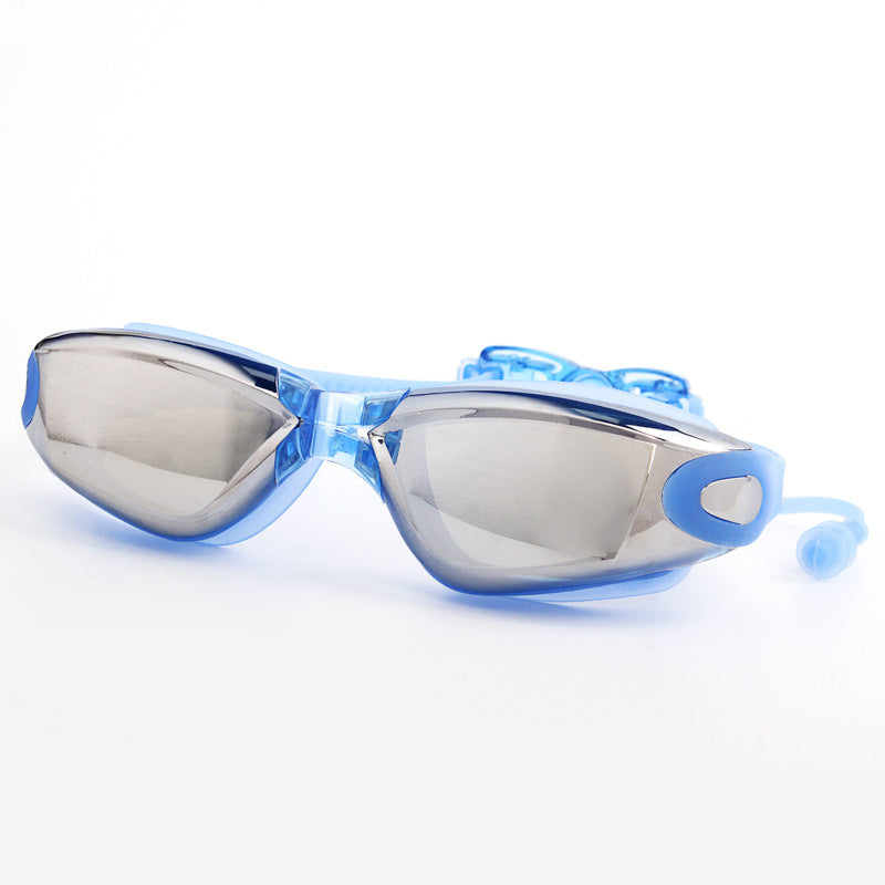 One-piece swimming goggles with earplugs