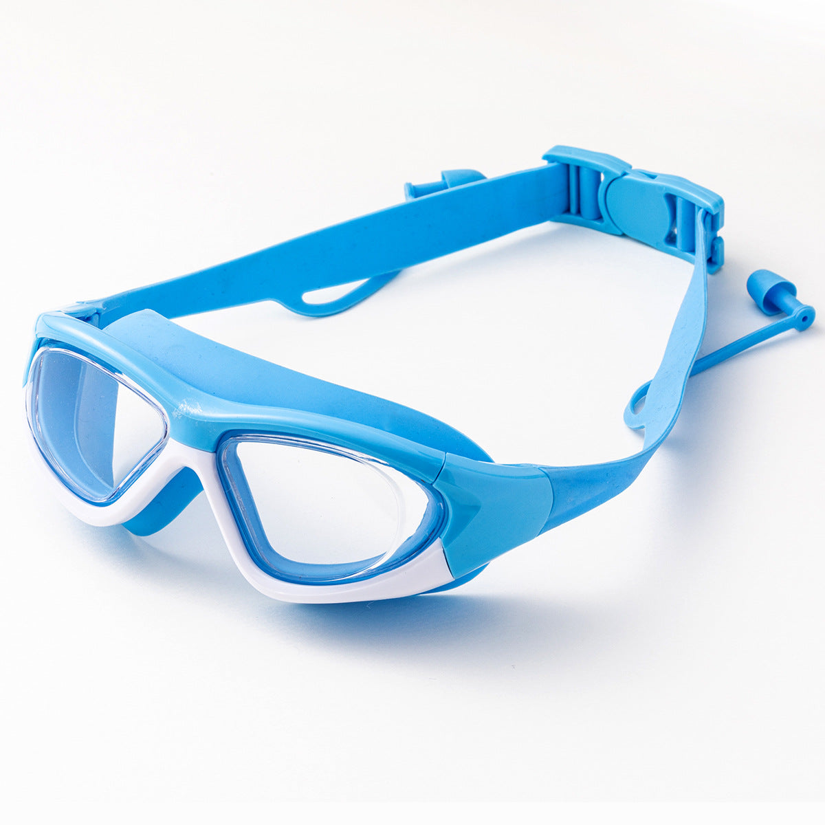 Gafas de natación antivaho para niños de alta definición, cómodas gafas de natación con tapones para los oídos de una sola pieza de silicona