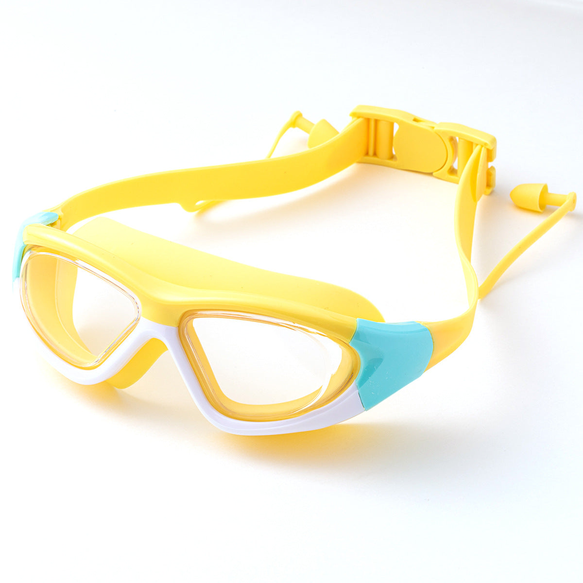 Gafas de natación antivaho para niños de alta definición, cómodas gafas de natación con tapones para los oídos de una sola pieza de silicona