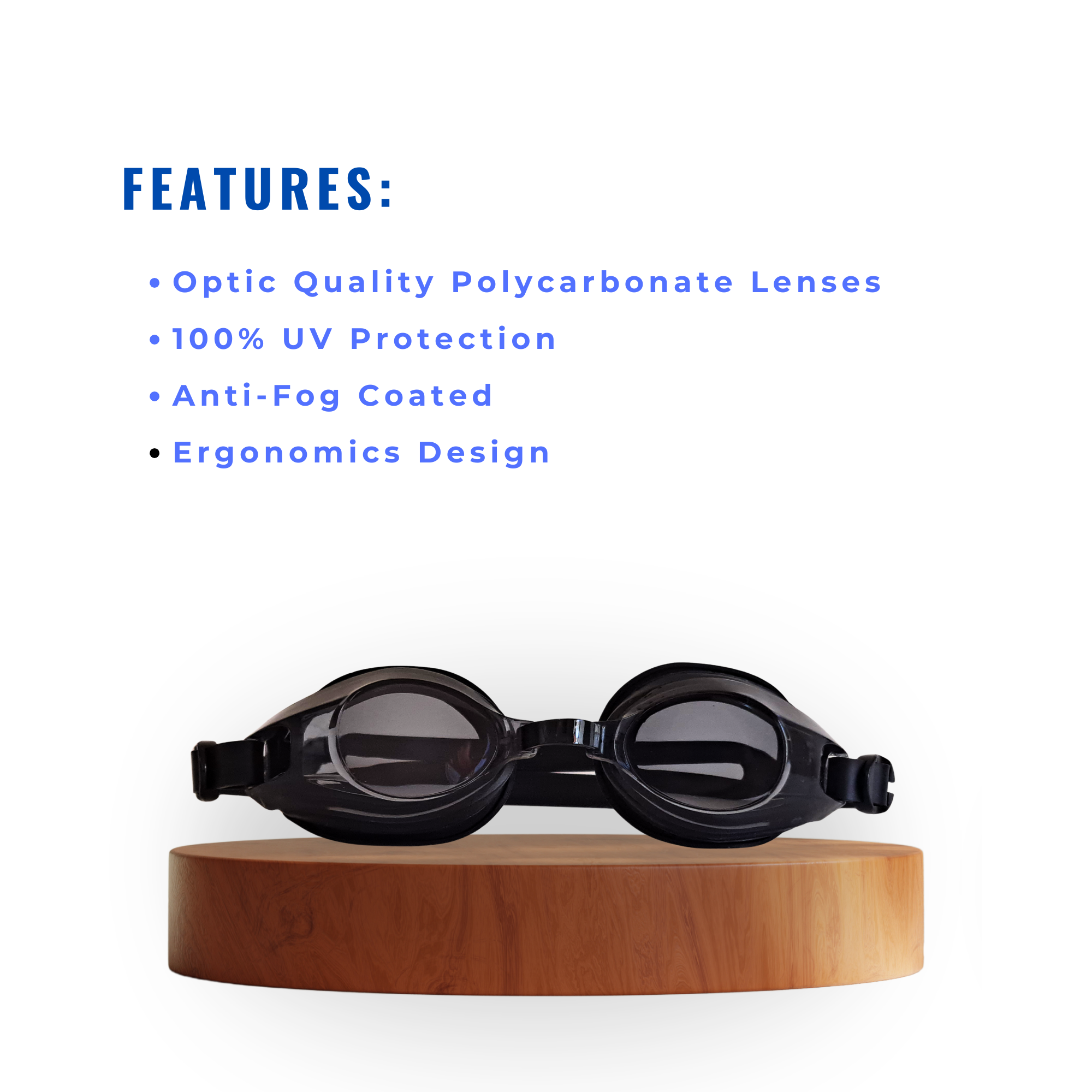 Blithetic Adult Myopia Swimming Goggles, Anti-Fog Waterproof Nearsighted Swim Goggles MS 1000P Series Black