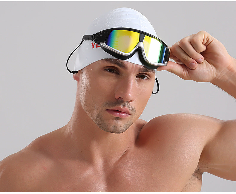 Gafas de natación para adultos de gran tamaño, HD, impermeables y antivaho