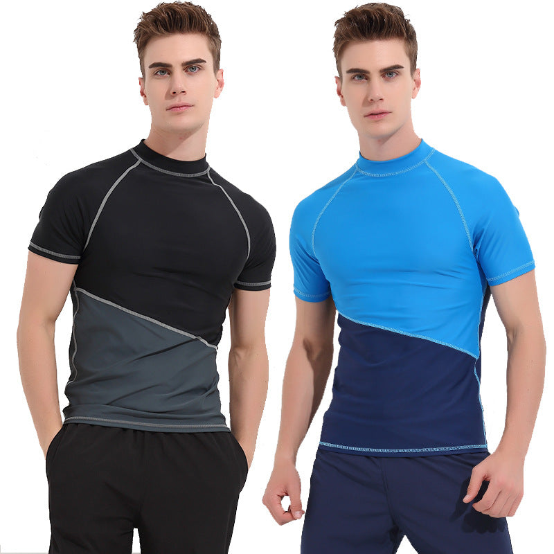 Slim Men Quick-drying Short Sleeve Surfing and Swimsuit