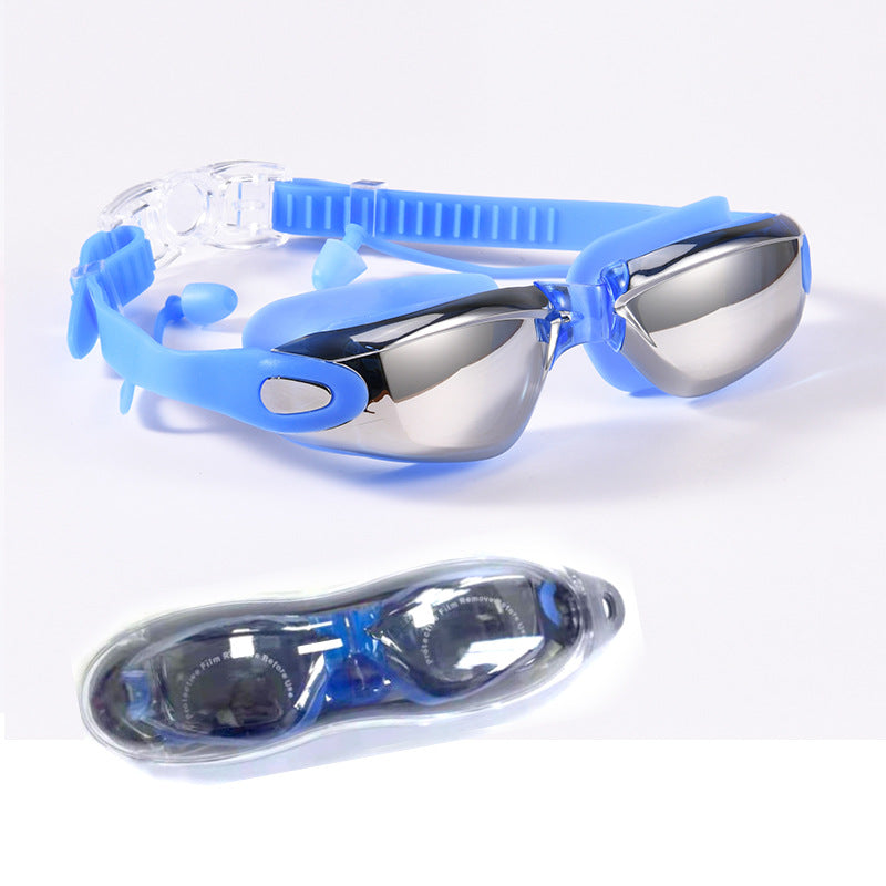 Gafas de natación de silicona impermeables con revestimiento galvanizado antivaho