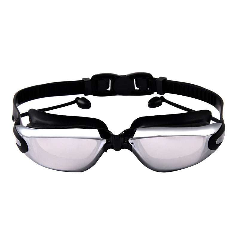 Gafas de natación de silicona impermeables con revestimiento galvanizado antivaho