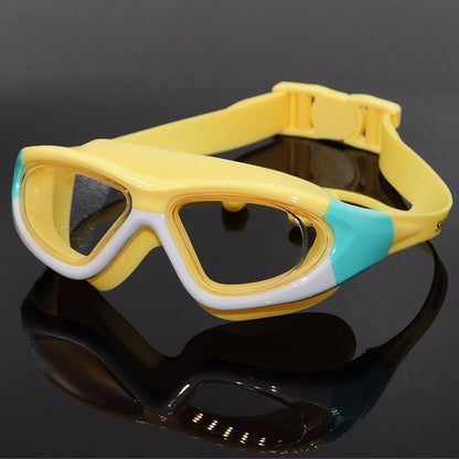 Gafas de natación antivaho para niños de alta definición, cómodas gafas de natación con tapones para los oídos de una sola pieza de silicona