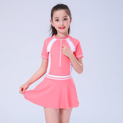 Girls Solid Color Swimwear