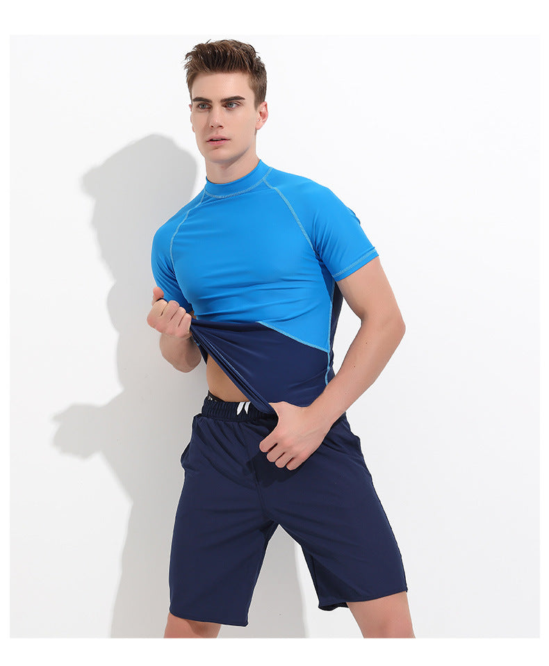 Slim Men Quick-drying Short Sleeve Surfing and Swimsuit