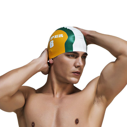 New Professional Printed Silicone Swimming Cap Unisex Multi-color Swimming Cap Waterproof Silicone Not Tight And Comfortable