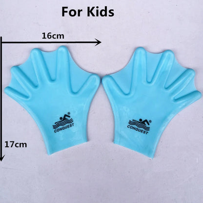 1 par de aletas de snorkel de silicona, equipo de natación, accesorios de buceo de manos completas, palma palmeada, guantes de gel de sílice para adultos y niños