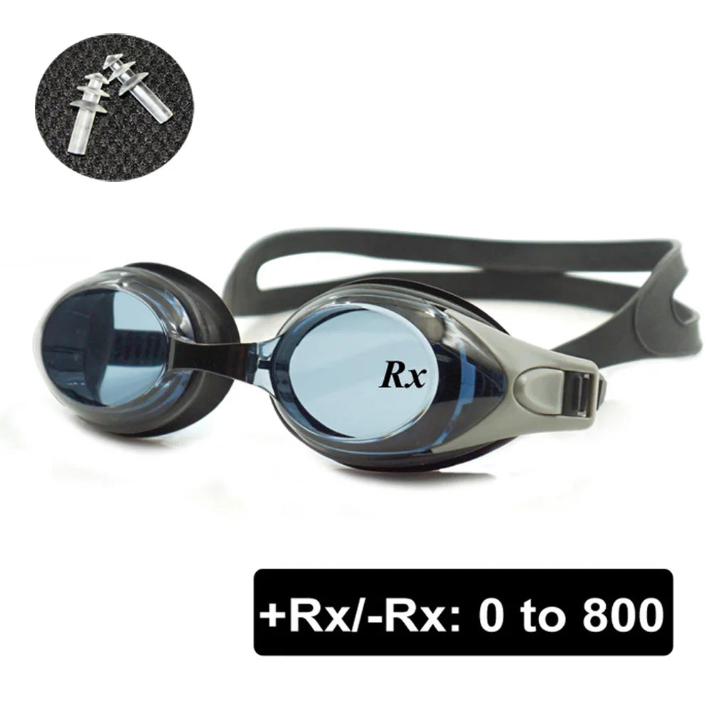 Optical Swim Goggles +Rx -Rx for Adults &amp; Children with Free Ear Plugs