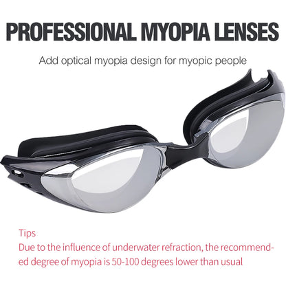 Adult Myopia Swimming Goggles - Black