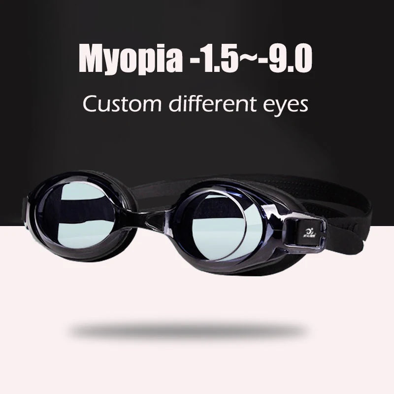 Adult Myopia Swimming Goggles - Black &amp; Pink