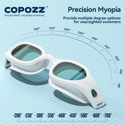 Summer Adult Swimming Myopia Goggles - White