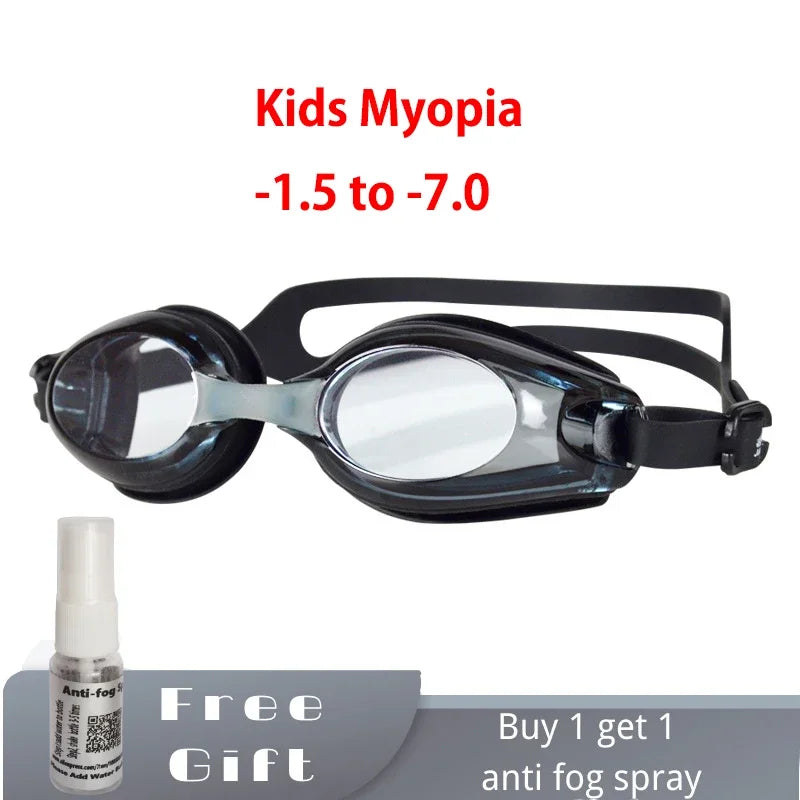 Gafas de natación para niños con miopía: para niños de 4 a 14 años. 