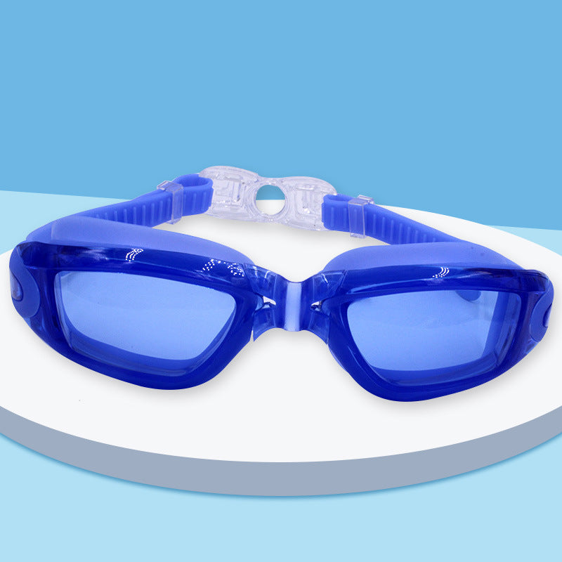 Gafas de natación de silicona impermeables con revestimiento galvanizado antivaho