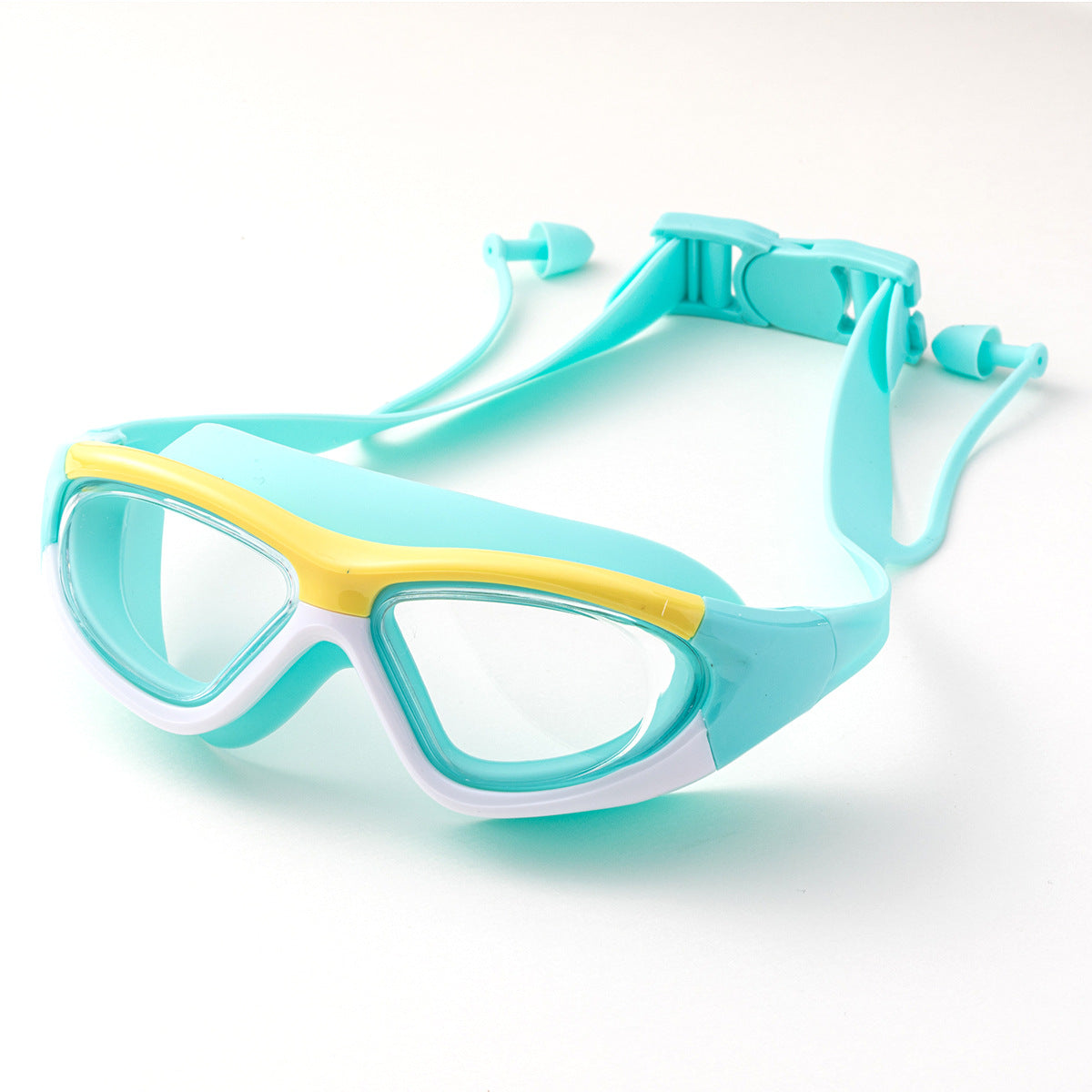 Gafas de natación antivaho para niños de alta definición, cómodas gafas de natación con tapones para los oídos de una sola pieza de silicona