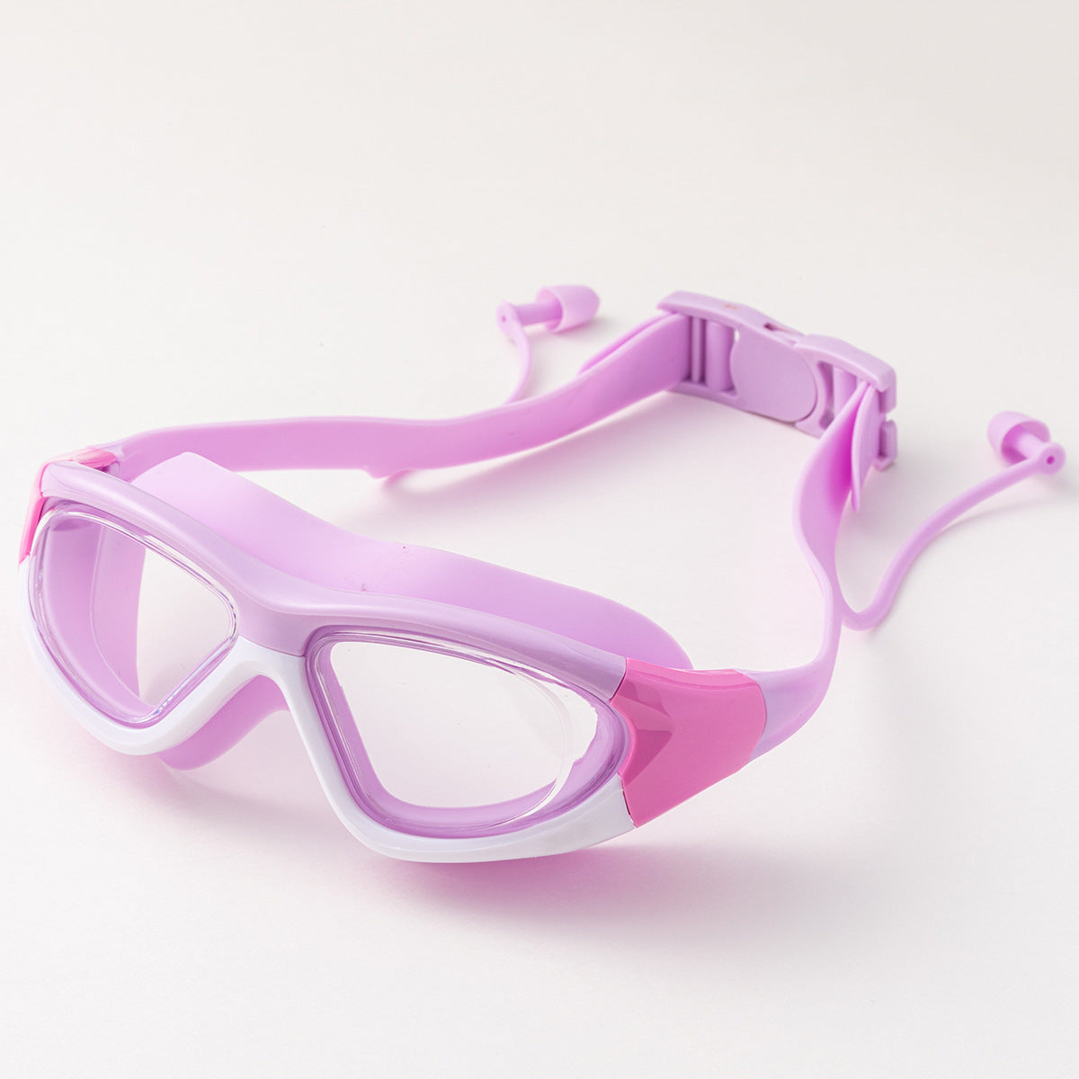 Gafas de natación antivaho para niños de alta definición, cómodas gafas de natación con tapones para los oídos de una sola pieza de silicona